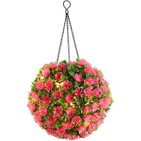 معلقة الكرة توبياري مع أضواء LED الشمسية خشب البقس توبياري زهرة الكرة مصباح نبات البقس الاصطناعي مع أضواء LED لتزيين الحديقة في الهواء الطلق in Kuwait