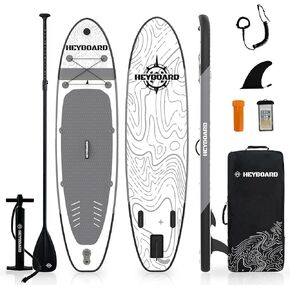 HEYBOARD Inflatable Stand Up Paddle Board 10'6"x32"x6" Wide Standup Paddleboard with SUP Accessories & Backpack Non-Slip Deck Leash Paddle Hand Pump Camera Mount for Youth & Adult