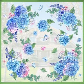 Mfault Spring Blue Hydrangea Flower Window Clings 4 Sheets, Summer Floral Eucalyptus Leaves Wall Stickers Decal Decorations, Butterfly Seasonal Living Room Home Kitchen Decor