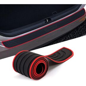 واقي المصد الخلفي للسيارة، واقيات دخول باب صندوق السيارة من المطاط العالمي المقاوم للخدش، شريط حماية صندوق السيارة مع شريط 3M، 35.43 × 2.95 بوصة، حدود حمراء + شعار رياضي أسود in Kuwait