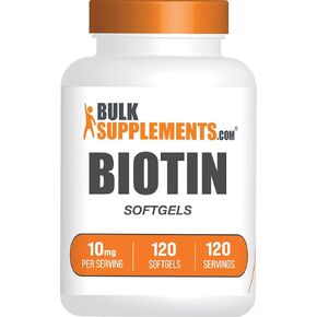 BULKSUPPLEMENTS.COM كبسولات بيوتين 10000 ميكروجرام - كبسولات هلامية بيوتين، مكملات البيوتين، فيتامينات البيوتين لبشرة الشعر والأظافر - حبوب البيوتين، خالية من الغلوتين - كبسولة هلامية واحدة لكل وجبة، 365 كبسولة هلامية