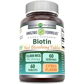 Amazing Formulas Biotin Fast Dissolving Supplement | 10000 Mcg | 60 Tablets | Citrus Flavor | Non-GMO | Gluten Free | Made in USA