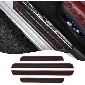 Car Door Sill Plate Protectors with Trunk Bumper Protector, 5Pack Universal Black Carbon Fiber Front/Rear Door Sills Scuff Stickers, Anti Scratch Welcome Pedal Protector Cover