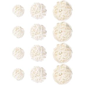 ABOOFAN 30Pcs Wicker Rattan Balls White Decorative Balls Orbs Craft Vase Filler for Table Decor Wedding Decoration Aromatherapy Accessories Centerpiece Bowls