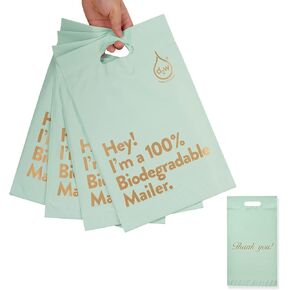 12x15.5 Inches 100% Biodegradable D2W Poly Mailers, 50pcs Black Compostable Envelopes Shipping Bags, Eco Friendly Waterproof Stretchable Self Sealing Mailing Bags