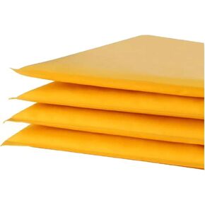 Kraft Bubble Mailers #0 Size 6"Wx9.25"L Self Seal Closure, Padded Cushion Envelope, Yellow Brown Mailing Shipping Envelopes Paper Bag 4PC