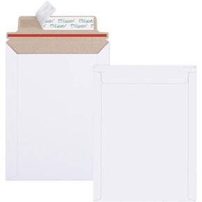Eupako 6x8" 25 Pack Photo Document Mailer White Stay Flat Self-Seal Cardboard Envelopes for CDs, Pictures, Documents, 6.25 x 8.25 Inches