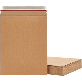 Juvale 25-Pack Stay Flat Rigid Mailers 9x11.5 with Self Adhesive Seal, 450 gsm Sturdy Bulk Brown Cardboard Envelopes for Shipping Photos, Magazines, Comic Books, Art Prints, Documents, Collectibles