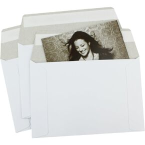 100 EcoSwift 6.5 x 4.5 Rigid Photo Mailers Stay Flats White Cardboard Self Seal Envelopes