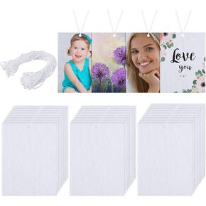 25 Pieces Sublimation Air Freshener Sheets Car Scented Hanging Sheets Felt Air Freshener White Fragrant Sheets with Elastic Rope for Car Interior Decor