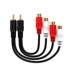 2 Pack Audio Speaker Y Adapter Splitter Cable with OFC Conductor Dual Shielding Gold Plated Metal Shell Flexible PVC Jacket - 0.2M / 0.6FT