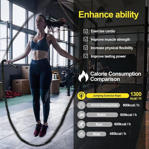 2LB/2.8LB/5LB-10FT Heavy Durable Jump Rope Adult Fitness Weighted Ropes Men and Women Whole Body Muscle Exercise to Improve Strength Endurance Training Sports jumping rope in Saudi Arabia