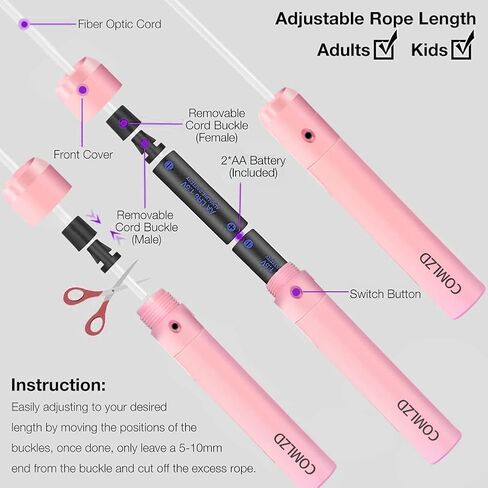 حبل القفز للأطفال، حبل القفز بإضاءة LED بألوان قوس قزح للياقة البدنية، 4 نماذج 7 ألوان متغيرة، طول قابل للتعديل بطول 10 أقدام للبالغين في صالة الألعاب الرياضية لتخفيف الضغط والنساء والرجال واللياقة البدنية in Saudi Arabia