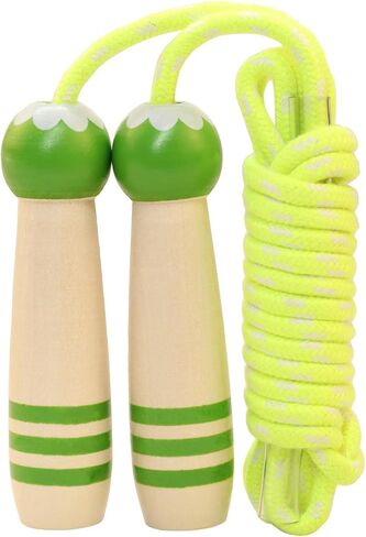 Jump Rope Kids, 8.5ft Adjustable Cotton Skipping Rope with Wooden Handle for Boys and Girls Fitness Outdoor Exercise (Green) in Saudi Arabia