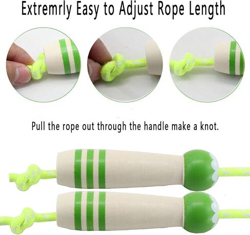 Jump Rope Kids, 8.5ft Adjustable Cotton Skipping Rope with Wooden Handle for Boys and Girls Fitness Outdoor Exercise (Green) in Saudi Arabia