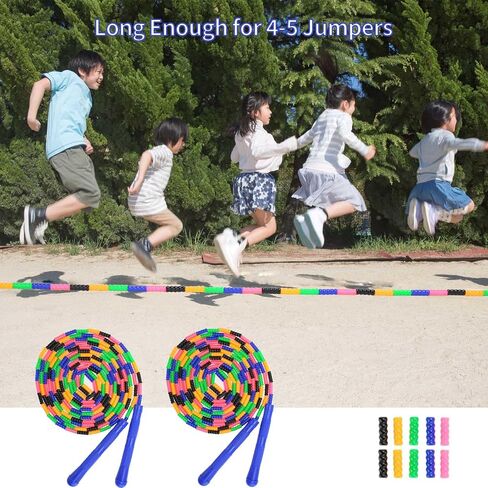 Double Dutch Jump Rope 16 ft 2 Pack, Adjustable Long Skipping Rope with Wooden Handle, Multiplayer Team Jumping Rope for Kids Adults, Long Enough for 5-6 Jumpers in Saudi Arabia