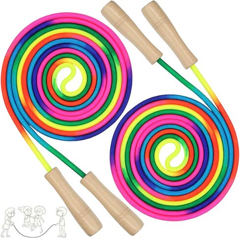 Double Dutch Jump Rope 16 ft 2 Pack, Adjustable Long Skipping Rope with Wooden Handle, Multiplayer Team Jumping Rope for Kids Adults, Long Enough for 5-6 Jumpers in Saudi Arabia