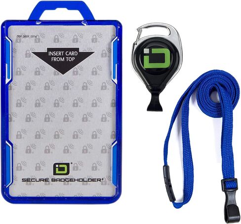 ID Stronghold Secure Badge Holder Duolite - Shielded 2 Card ID Badge Holder with Lanyard and Retractable Reel - Heavy Duty Plastic Badge Protector in Kuwait