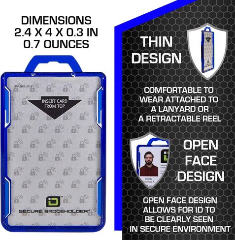 ID Stronghold Secure Badge Holder Duolite - Shielded 2 Card ID Badge Holder with Lanyard and Retractable Reel - Heavy Duty Plastic Badge Protector in Kuwait