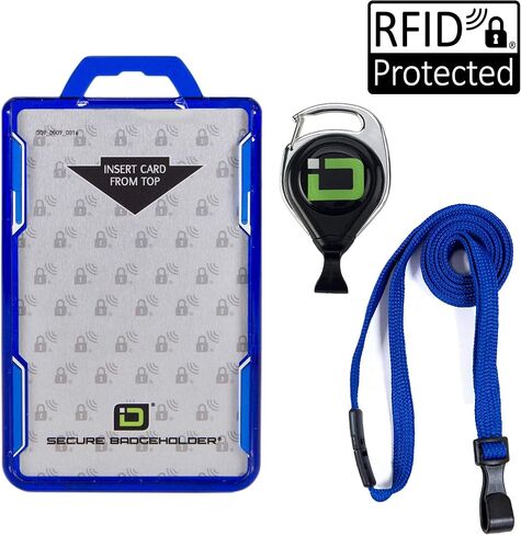 ID Stronghold Secure Badge Holder Duolite - Shielded 2 Card ID Badge Holder with Lanyard and Retractable Reel - Heavy Duty Plastic Badge Protector in Kuwait