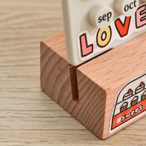 تقويم مكتب خشبي تقويم دائم للمنزل القديم هدايا فريدة من نوعها، عرض تاريخ الشهر، ديكورات مكتب للمكتب، ملحقات مكتبية جمالية، ديكور مكتب لطيف (أبيض كريمي) in Kuwait