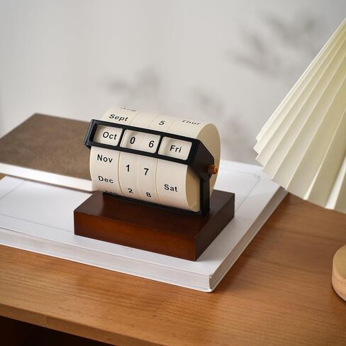 تقويم مكتبي دوار دائم، عرض التاريخ بعجلات خشبية لشهر الأسبوع واليوم للمكتب المنزلي، قائمة تذكير قابلة لإعادة الاستخدام، بطاقة سجل السفر (تقويم دائم للعجلة) in Kuwait