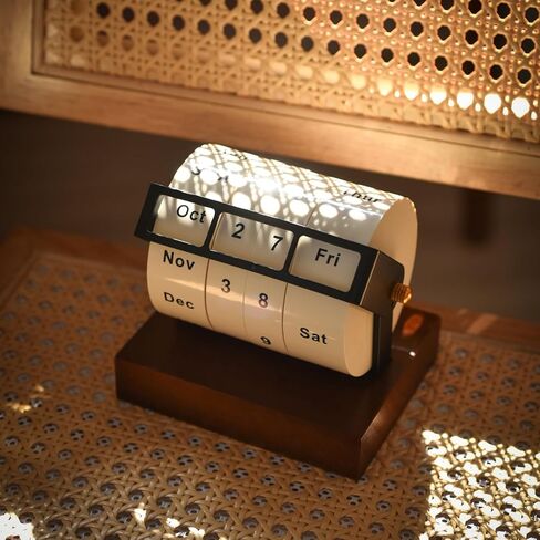 تقويم مكتبي دوار دائم، عرض التاريخ بعجلات خشبية لشهر الأسبوع واليوم للمكتب المنزلي، قائمة تذكير قابلة لإعادة الاستخدام، بطاقة سجل السفر (تقويم دائم للعجلة) in Kuwait