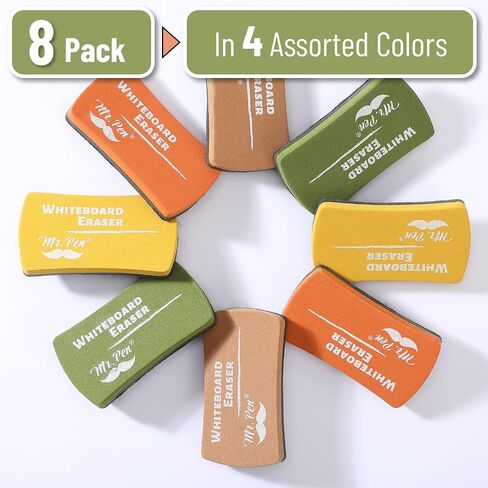 Mr. Pen- White Board Erasers, 8 Pack, Earthy Colors, Magnetic Dry Erase Eraser, Whiteboard Eraser, Dry Eraser, Dry Erase Erasers, Dry Erase Board Eraser, White Board Erasers Dry Erase, Dry Erasers in Kuwait