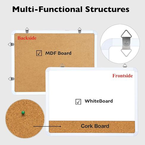 Dry Erase Board, 16 x 12 Inch Dry Erase Whiteboard Cork Board Combo for Wall, Portable Whiteboard for Students, Home, Office, Including 3 Colorful Markers in Saudi Arabia