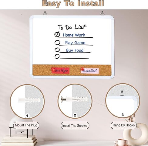 Dry Erase Board, 16 x 12 Inch Dry Erase Whiteboard Cork Board Combo for Wall, Portable Whiteboard for Students, Home, Office, Including 3 Colorful Markers in Saudi Arabia
