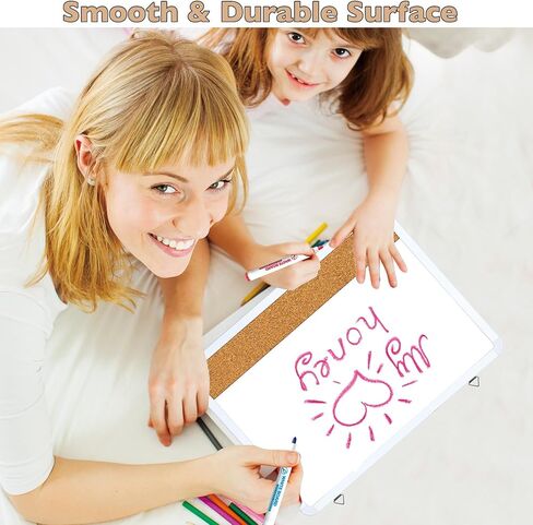 Dry Erase Board, 16 x 12 Inch Dry Erase Whiteboard Cork Board Combo for Wall, Portable Whiteboard for Students, Home, Office, Including 3 Colorful Markers in Saudi Arabia