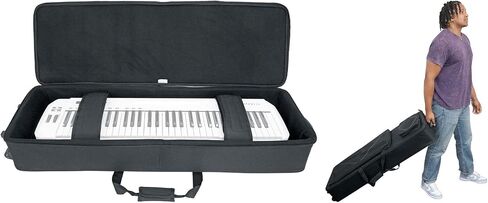 Rockville Rolling Bag 61-Key Slim Keyboard Case w/Wheels+Trolley Handle mit Pocket V2 in Saudi Arabia