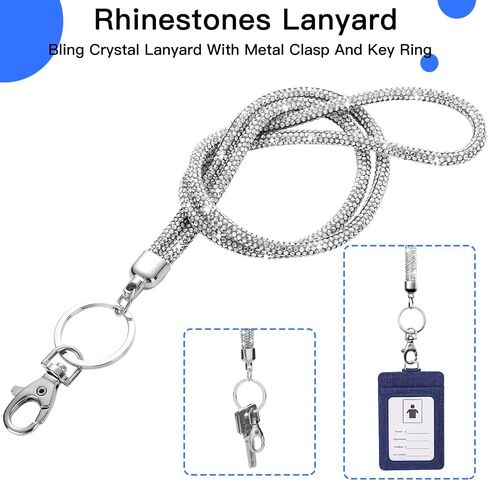 SAVORI Key Lanyard For Women, Rhinestone Lanyard Bling ID Card Holder Cute Neck Lanyard with Metal Clasp Keyring in Saudi Arabia