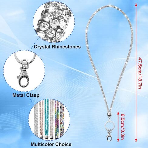 SAVORI Key Lanyard For Women, Rhinestone Lanyard Bling ID Card Holder Cute Neck Lanyard with Metal Clasp Keyring in Saudi Arabia