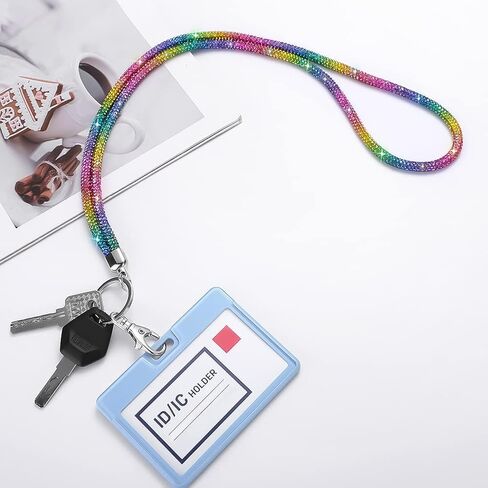 SAVORI Key Lanyard For Women, Rhinestone Lanyard Bling ID Card Holder Cute Neck Lanyard with Metal Clasp Keyring in Saudi Arabia