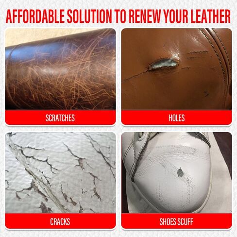 حشو جلدي، إصلاح الجلد القابل للطلاء للتمزقات، الثقوب مع دليل سهل خطوة بخطوة، إصلاح الخدوش الجلدية للأحذية والأثاث ومقاعد السيارات - جل إصلاح الجلود - أبيض in Kuwait