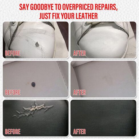حشو جلدي، إصلاح الجلد القابل للطلاء للتمزقات، الثقوب مع دليل سهل خطوة بخطوة، إصلاح الخدوش الجلدية للأحذية والأثاث ومقاعد السيارات - جل إصلاح الجلود - أبيض in Kuwait