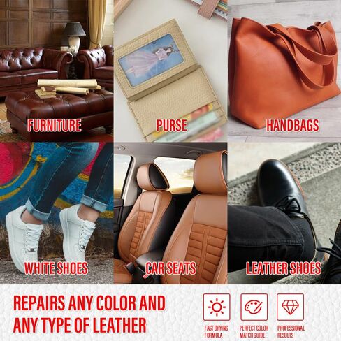 حشو جلدي، إصلاح الجلد القابل للطلاء للتمزقات، الثقوب مع دليل سهل خطوة بخطوة، إصلاح الخدوش الجلدية للأحذية والأثاث ومقاعد السيارات - جل إصلاح الجلود - أبيض in Kuwait