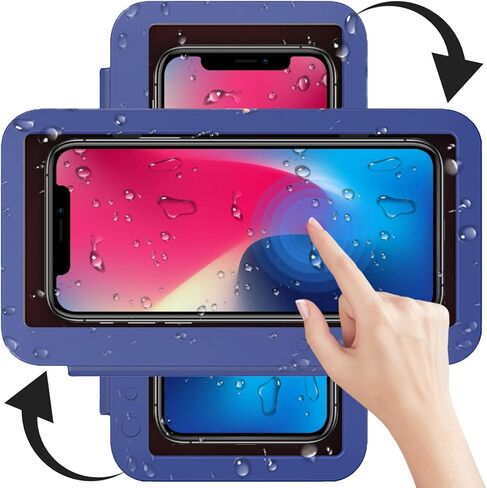 Shower Phone Holder Waterproof - Anti Fog High Sensitivity Touch Screen, 360°Rotation Wall Mount Shower Case for Phone for Bathroom Wall Mirror Bathtub Kitchen, Compatible with Under 7 Inch(Black) in Saudi Arabia