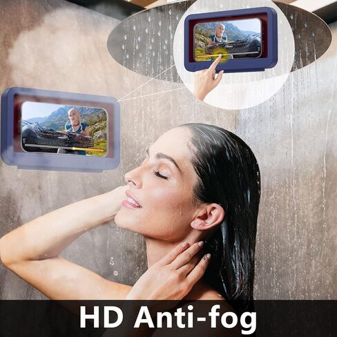 Shower Phone Holder Waterproof - Anti Fog High Sensitivity Touch Screen, 360°Rotation Wall Mount Shower Case for Phone for Bathroom Wall Mirror Bathtub Kitchen, Compatible with Under 7 Inch(Black) in Saudi Arabia