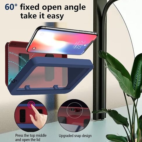Shower Phone Holder Waterproof - Anti Fog High Sensitivity Touch Screen, 360°Rotation Wall Mount Shower Case for Phone for Bathroom Wall Mirror Bathtub Kitchen, Compatible with Under 7 Inch(Black) in Saudi Arabia