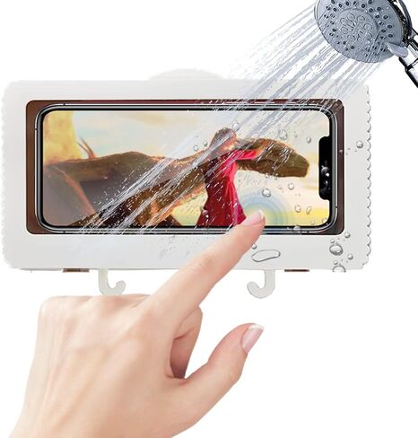 Shower Phone Holder Waterproof - Anti Fog High Sensitivity Touch Screen, 360°Rotation Wall Mount Shower Case for Phone for Bathroom Wall Mirror Bathtub Kitchen, Compatible with Under 7 Inch(Black) in Saudi Arabia