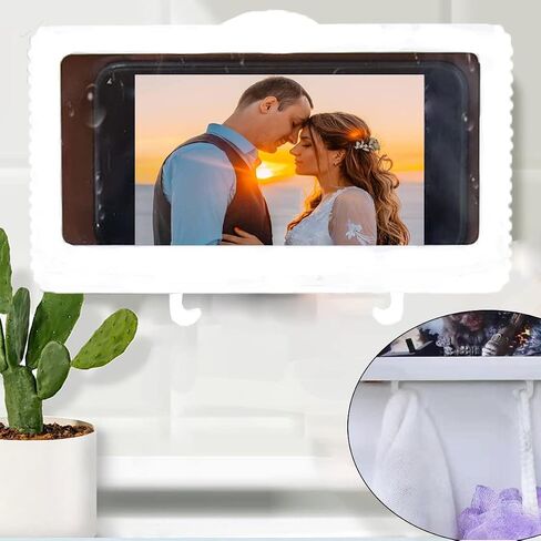Shower Phone Holder Waterproof - Anti Fog High Sensitivity Touch Screen, 360°Rotation Wall Mount Shower Case for Phone for Bathroom Wall Mirror Bathtub Kitchen, Compatible with Under 7 Inch(Black) in Saudi Arabia