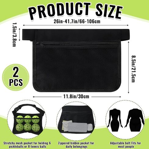 Amylove 2 Pcs Tennis Ball Band Holder Sports Adjustable Mesh Fanny Pack Training Waist Pouch Holder for Women Men Enthusiast Referee Gifts Accessories in Saudi Arabia
