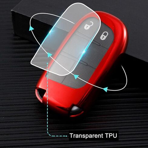 TANDRIVE Key Fob Cover Compatible with 2024-2015 Jeep Cherokee Grand Cherokee Compass Renegade Dodge Charger Durango Challenger RAM Chrysler 300(3 4 5-Button, Black) in Kuwait