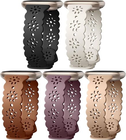 Hollow-out Bands Compatible with Fitbit Sense 2 Bands, Fancy Replacement Compatible with Fitbit Sense Bands, Breathable Floral Wristband Sport Strap compatible with Fitbit Versa 4 /Versa 3 Band in Kuwait