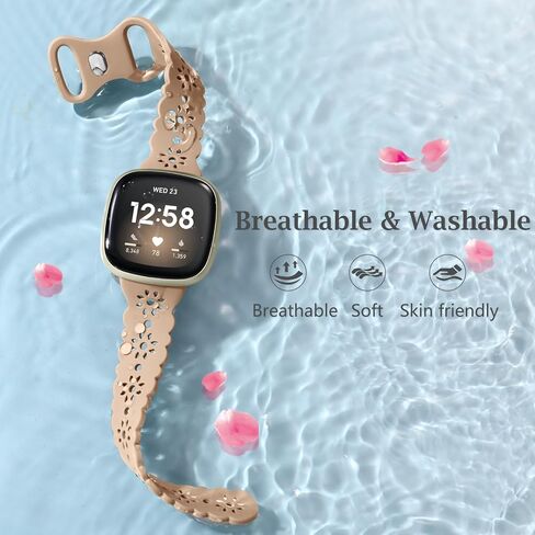 Hollow-out Bands Compatible with Fitbit Sense 2 Bands, Fancy Replacement Compatible with Fitbit Sense Bands, Breathable Floral Wristband Sport Strap compatible with Fitbit Versa 4 /Versa 3 Band in Kuwait