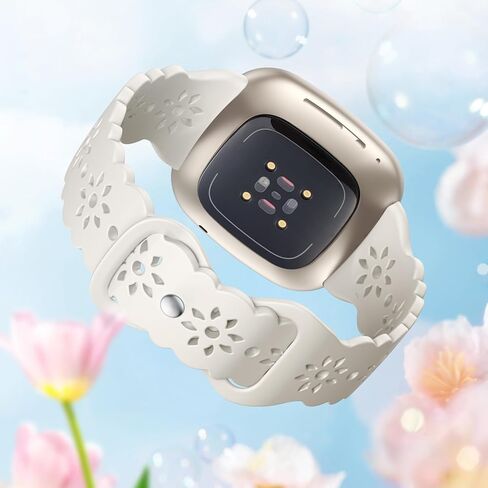 Hollow-out Bands Compatible with Fitbit Sense 2 Bands, Fancy Replacement Compatible with Fitbit Sense Bands, Breathable Floral Wristband Sport Strap compatible with Fitbit Versa 4 /Versa 3 Band in Kuwait