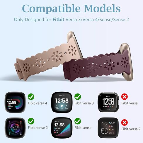 Hollow-out Bands Compatible with Fitbit Sense 2 Bands, Fancy Replacement Compatible with Fitbit Sense Bands, Breathable Floral Wristband Sport Strap compatible with Fitbit Versa 4 /Versa 3 Band in Kuwait