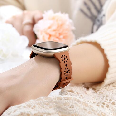 Hollow-out Bands Compatible with Fitbit Sense 2 Bands, Fancy Replacement Compatible with Fitbit Sense Bands, Breathable Floral Wristband Sport Strap compatible with Fitbit Versa 4 /Versa 3 Band in Kuwait